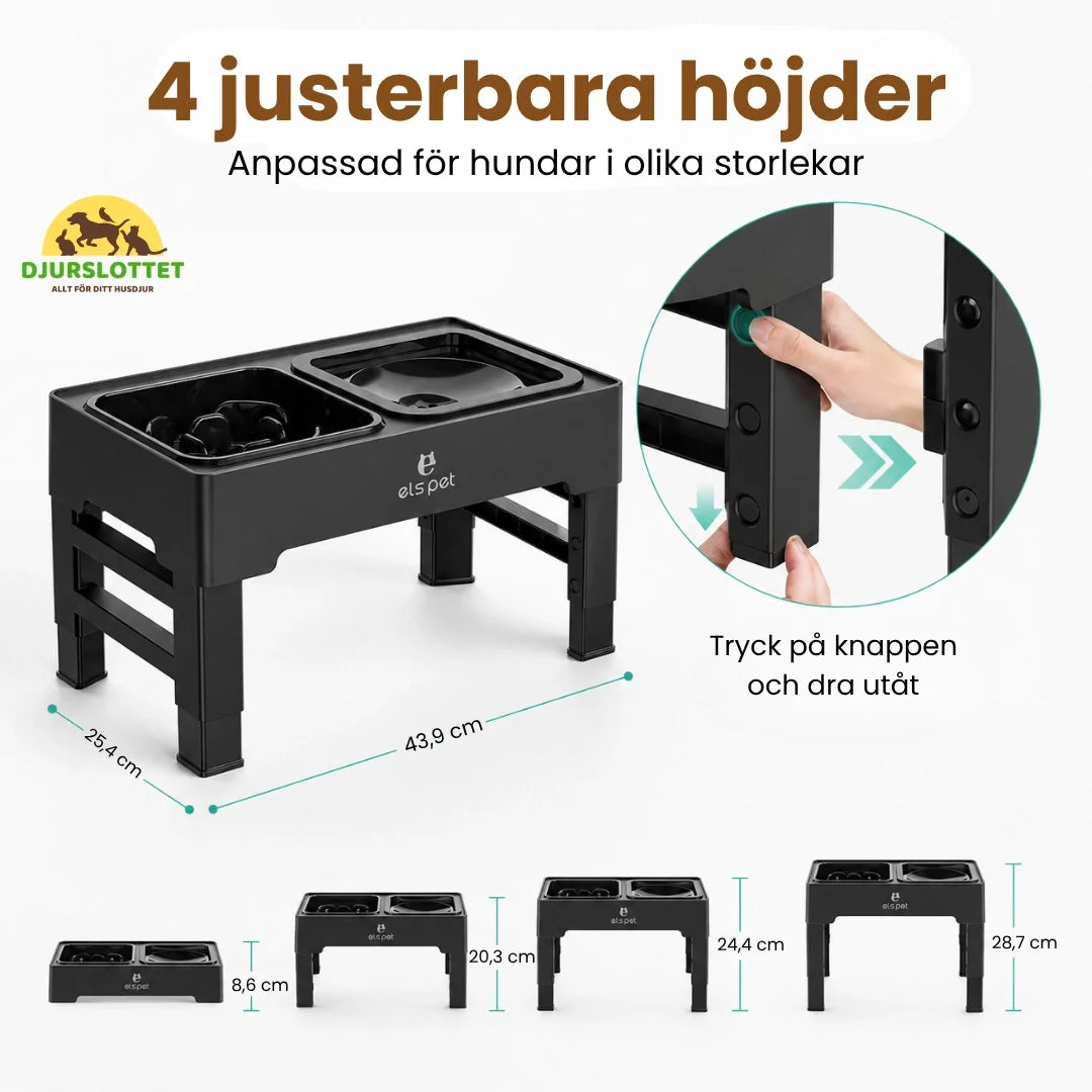 UpFeed Pro Raised Slow Feeder & Anti-Spill Food Bowl 4 adjustable heights - Petifo