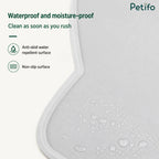 Close-up of the gray silicone mat surface showcasing its waterproof, moisture-proof, and anti-skid water-repellent properties.