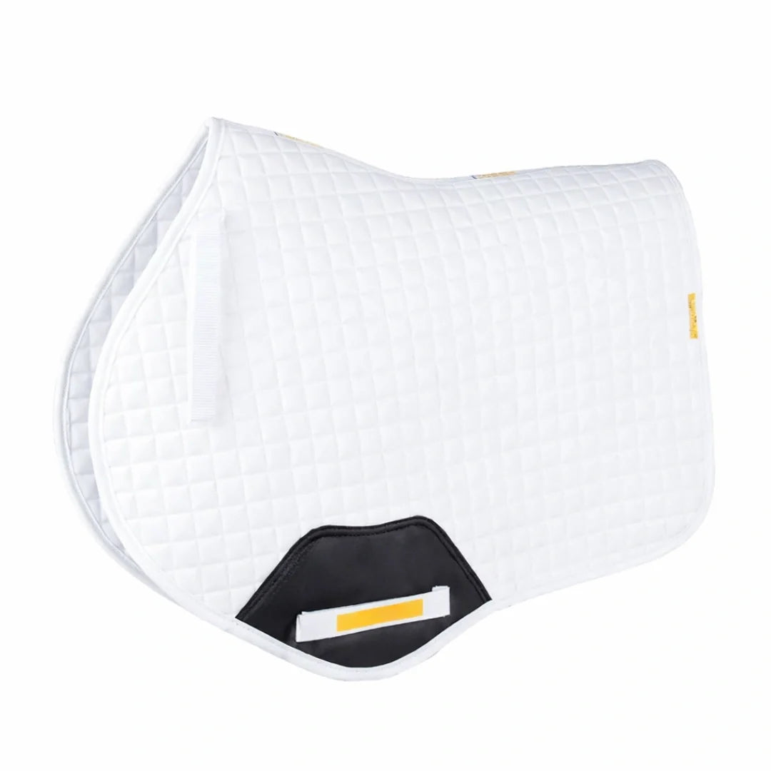  White quilted horse saddle pad shown from a side angle against a plain background.