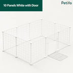 Petifo 10-panels white wire dog playpen layout displayed on a neutral studio background.