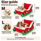 Christmas sleigh bed M and L external dimensions with approximate breed fit examples – Petifo