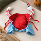 Inside view and adjustable ties of the Creepy Doll Pet Costume