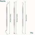 Pet dental tool dimensions showing length measurements of 16.3 cm and 16 cm with 50 g weight