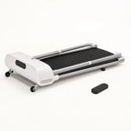 Foldable dog treadmill stored in its compact position