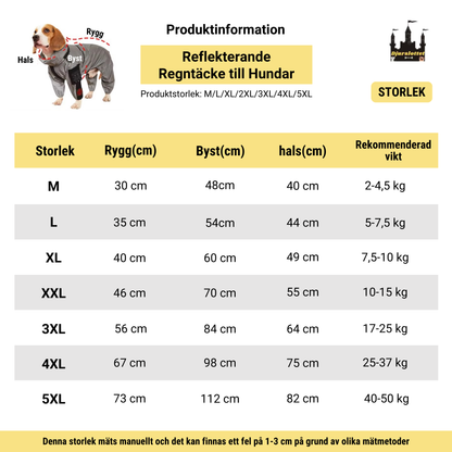 Regnjacka Till Hund, 
Regnjacka Hundar, Reflekterande Regntäcke till Hundar