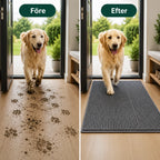 Before and after: dirty floor compared with clean using the paw mat – Petifo