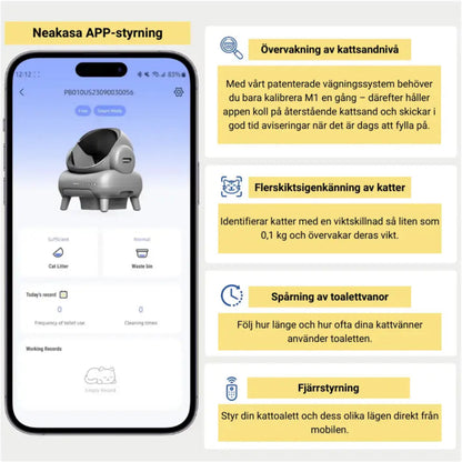 neakasa app-styrning för din katts aktivitet-  självrengörande kattlåda - Djurslottet