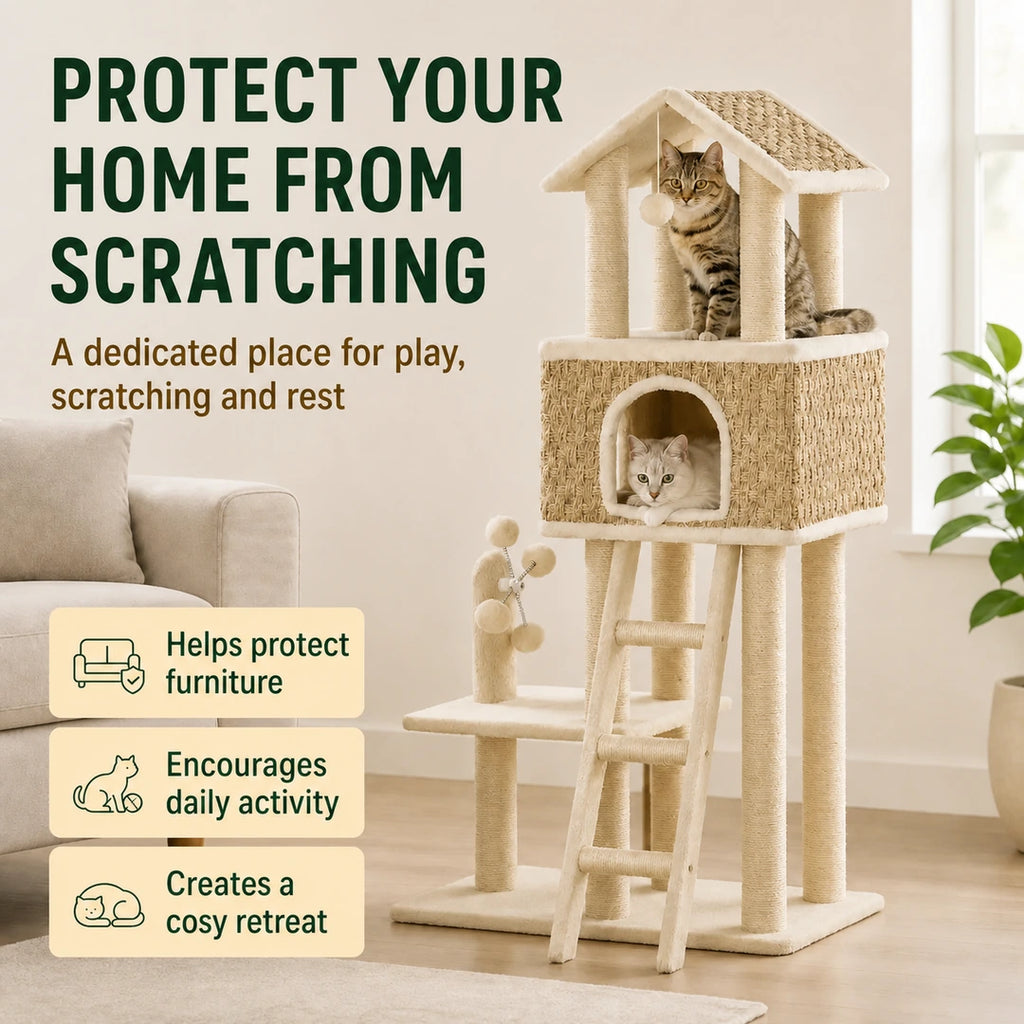 PawHut cat tree offering a dedicated place away from furniture - Petifo