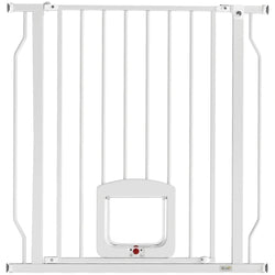 PawHut dog gate with four-way cat flap on a white background - Petifo