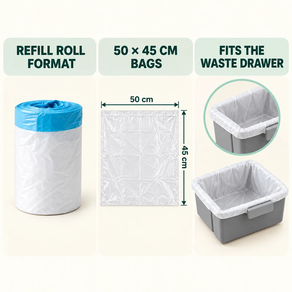 PawHut refill roll, 50 × 45 cm bag and fitted waste drawer - Petifo