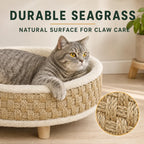 Woven seagrass surface on the PawHut raised pet bed - Petifo