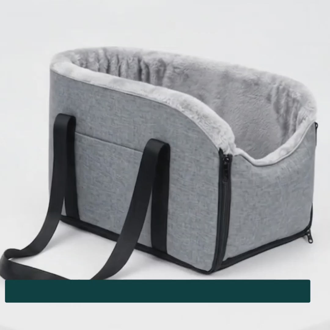 Soft car seat shown supporting a pet during travel – Petifo