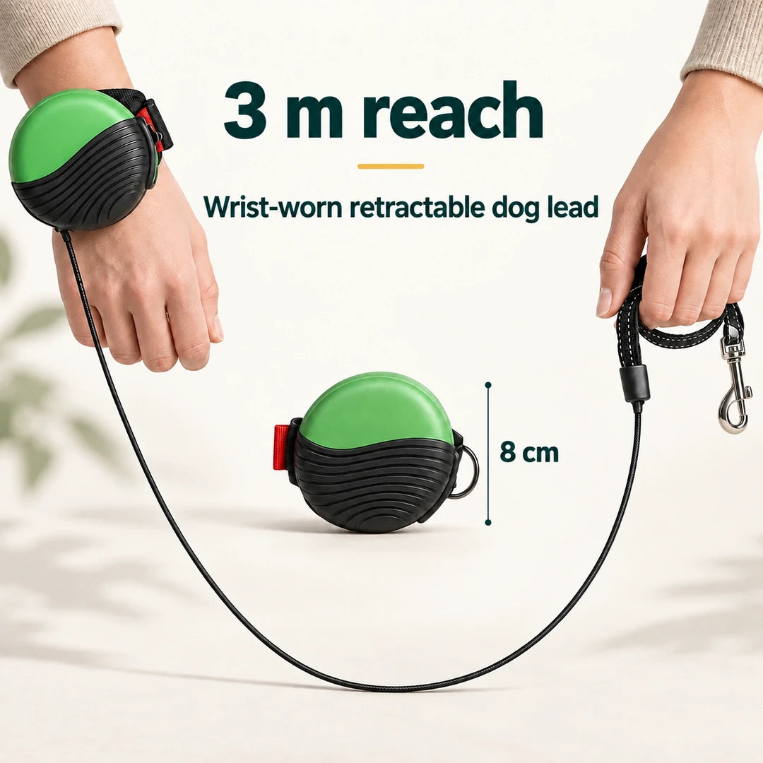 Retractable Dog Lead for Wrist – dimensions - Petifo