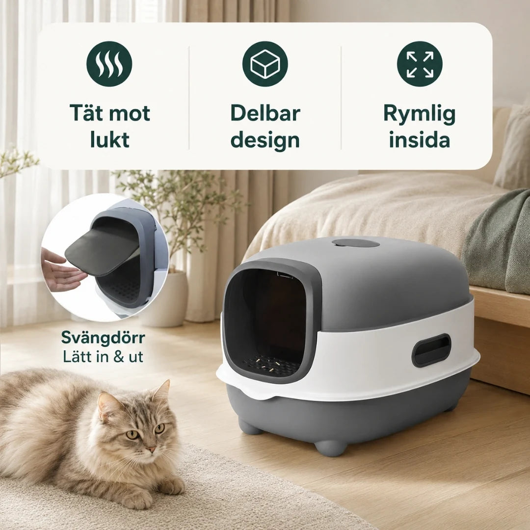 BingoPaws Large Covered Cat Litter Box splittable design - Petifo