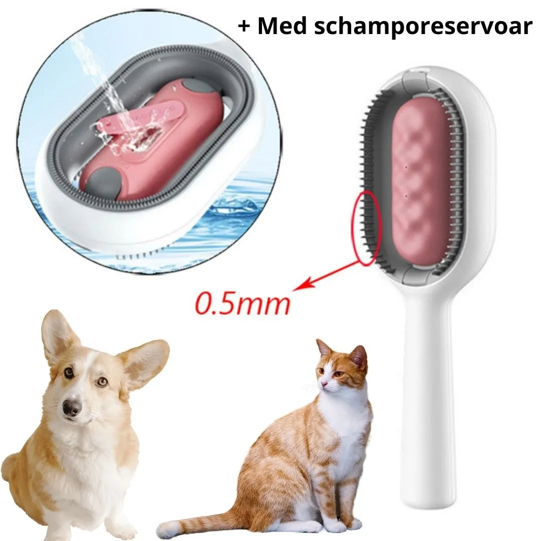 Kattborste Långhårig, 
Hundborste Långhårig, Dubbelsidig wipeorste för hundar och katter - Blå färg