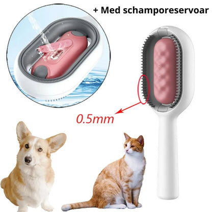 Kattborste Långhårig, 
Hundborste Långhårig, Dubbelsidig wipeorste för hundar och katter - Blå färg