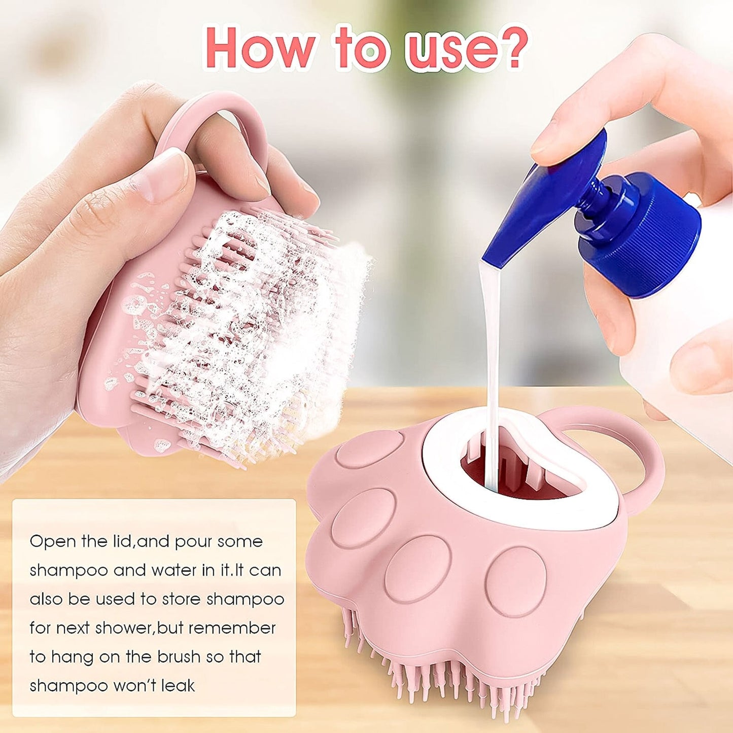 Dog Bath Brush Super Soft Bath Bottle Divider Silicone Shower Brush Body Brush For Dogs And Cats Refillable Shower Gel - djurslottet